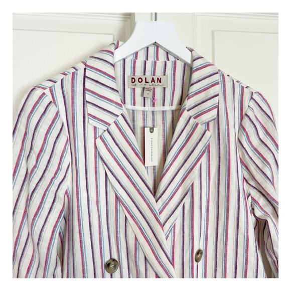 Anthropologie x DOLAN Anna Striped Double Breasted Linen Cotton Blazer NWT Sz S - Picture 3 of 11